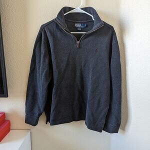Polo Ralph Lauren Pima Cotton Dark Gray Quarter Zip Pullover Sweater L Large